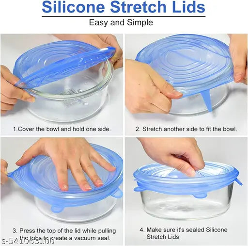 Silicone Stretchable Lids | Eco-Friendly, Reusable Food Covers | Pack of 6 | Microwave & Freezer Safe | Just ₹299!"