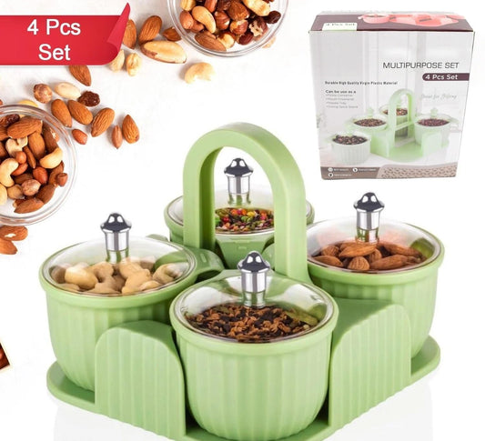Versatile 4-Piece Storage Jar Set with Organizing Tray