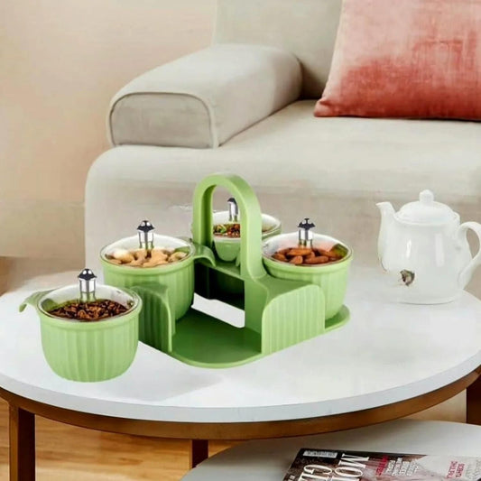 Versatile 4-Piece Storage Jar Set with Organizing Tray