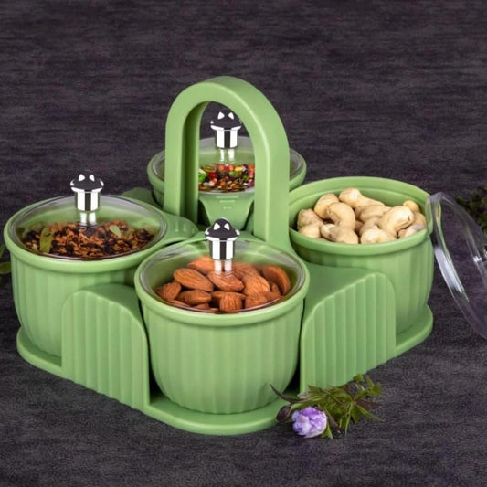 Versatile 4-Piece Storage Jar Set with Organizing Tray