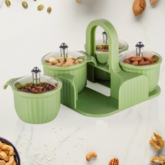 Versatile 4-Piece Storage Jar Set with Organizing Tray