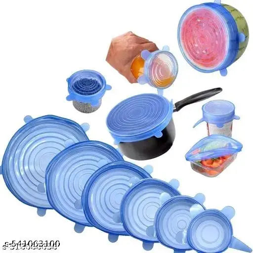 Silicone Stretchable Lids | Eco-Friendly, Reusable Food Covers | Pack of 6 | Microwave & Freezer Safe | Just ₹299!"
